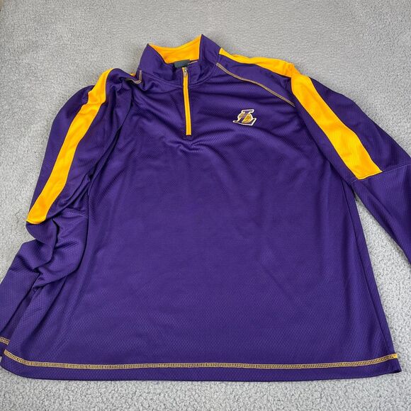 LA Lakers Sweater Mens XXL Purple Yellow 1/4 Zip Long Sleeve Athletic Jacket - Picture 12 of 12